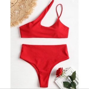 Red Zaful Bikini one shoulder never worn